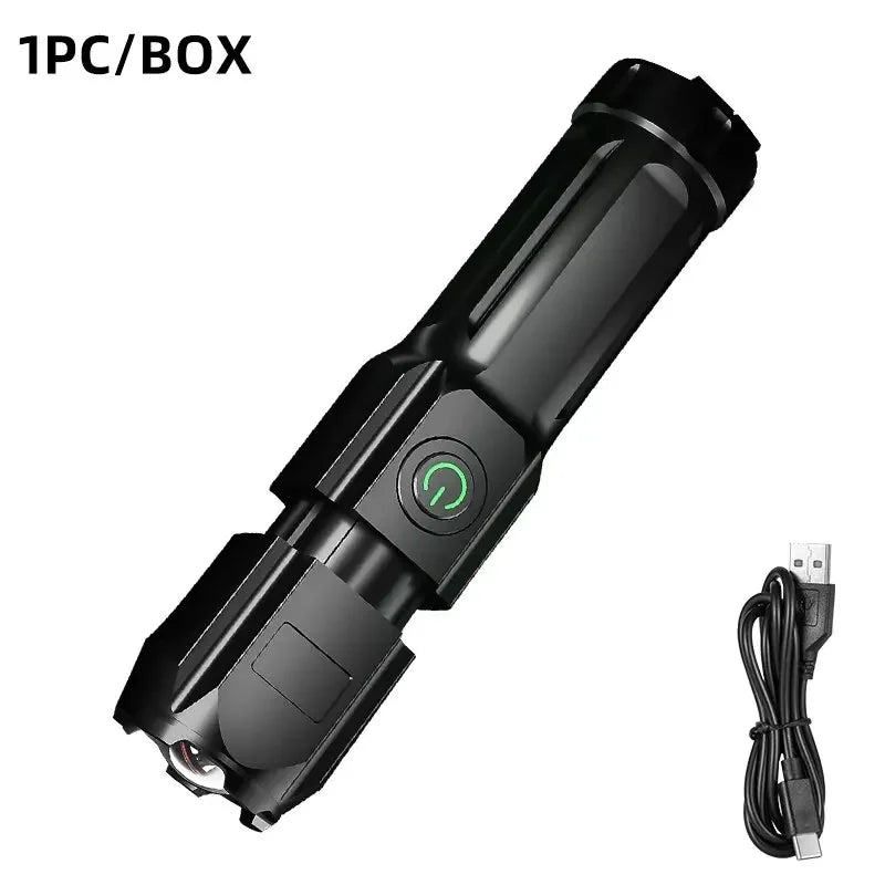 Powerful LED Flashlight Rechargeable USB Built-in Lithium Battery Waterproof Zoom Fishing Hunting Camping Tactical Flashligh…