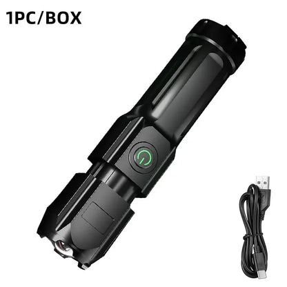 Powerful LED Flashlight Rechargeable USB Built-in Lithium Battery Waterproof Zoom Fishing Hunting Camping Tactical Flashligh…
