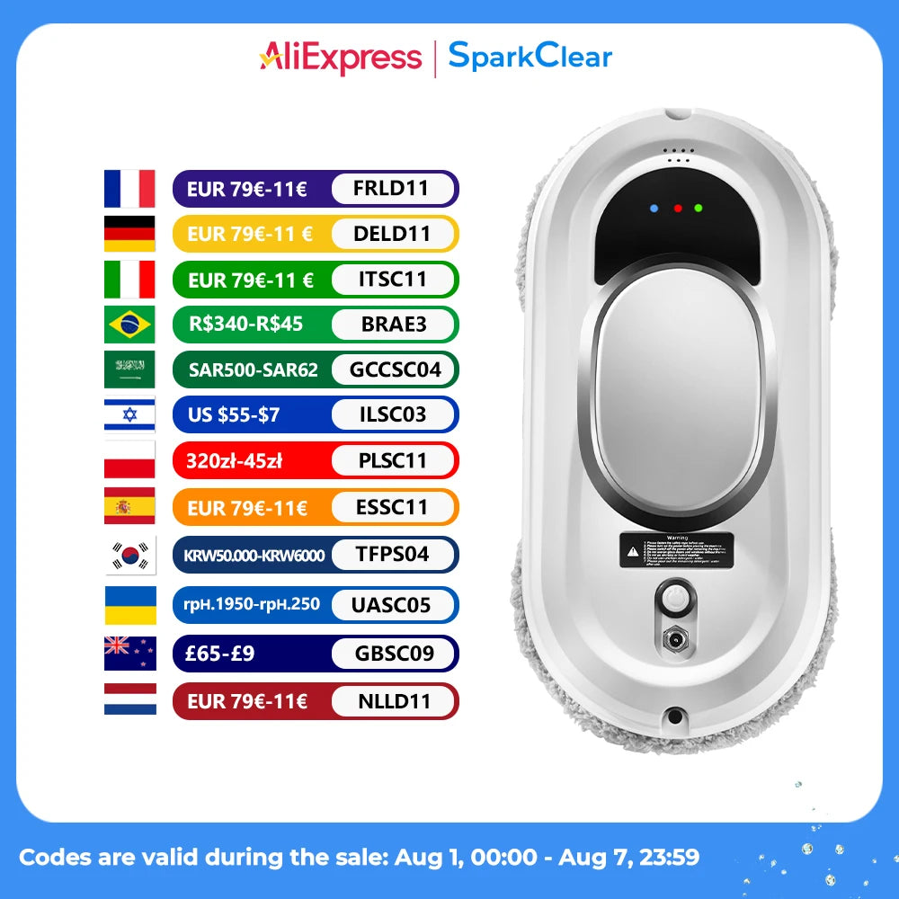 Electric Window Cleaning Robot 5600Pa Automatic & Remot Control Limpiacristales Vacuum Glass Washing Robot for Home Applianc…