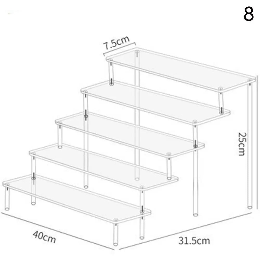 1-4 Tier Acrylic Display Stand Durable Display Rack For Cupcake Perfume Doll Transparent Trapezoidal Blind Box Storage Shelf…