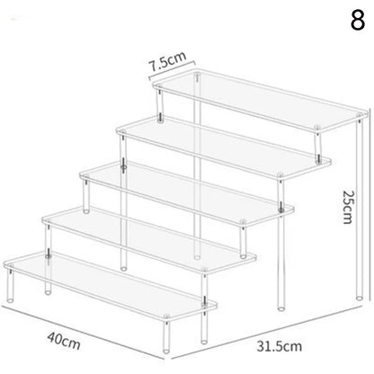 1-4 Tier Acrylic Display Stand Durable Display Rack For Cupcake Perfume Doll Transparent Trapezoidal Blind Box Storage Shelf…