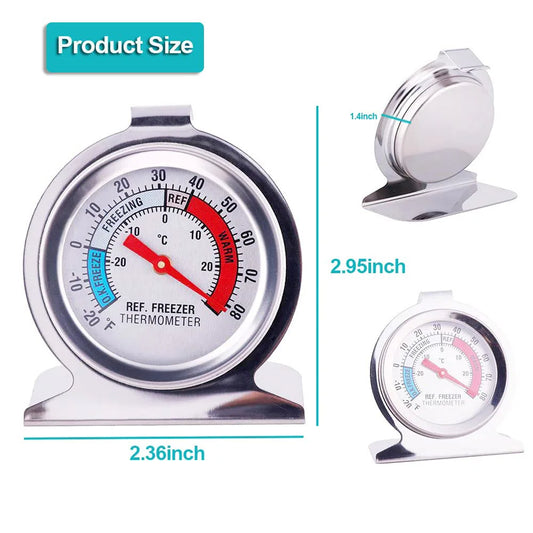 2/4Pcs Refrigerator Thermometer -30~30°C/-20~80°F, Classic Fridge Analog Thermometer Large Dial with Red Indicator Thermomet…