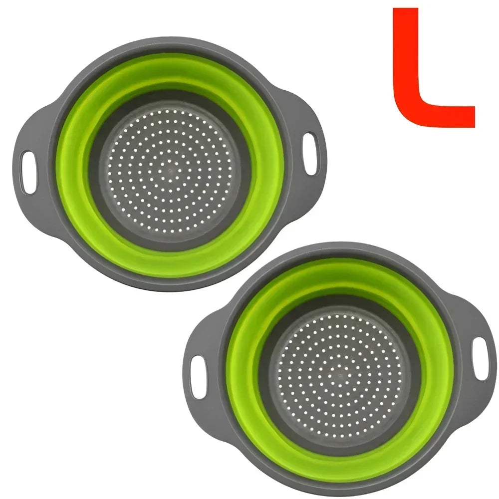 2PCS Silicone Folding Drainer Basket Fruit Vegetable Foldable Colander Kitchen Strainer for Food Pasta Kitchenware Drain Dev…
