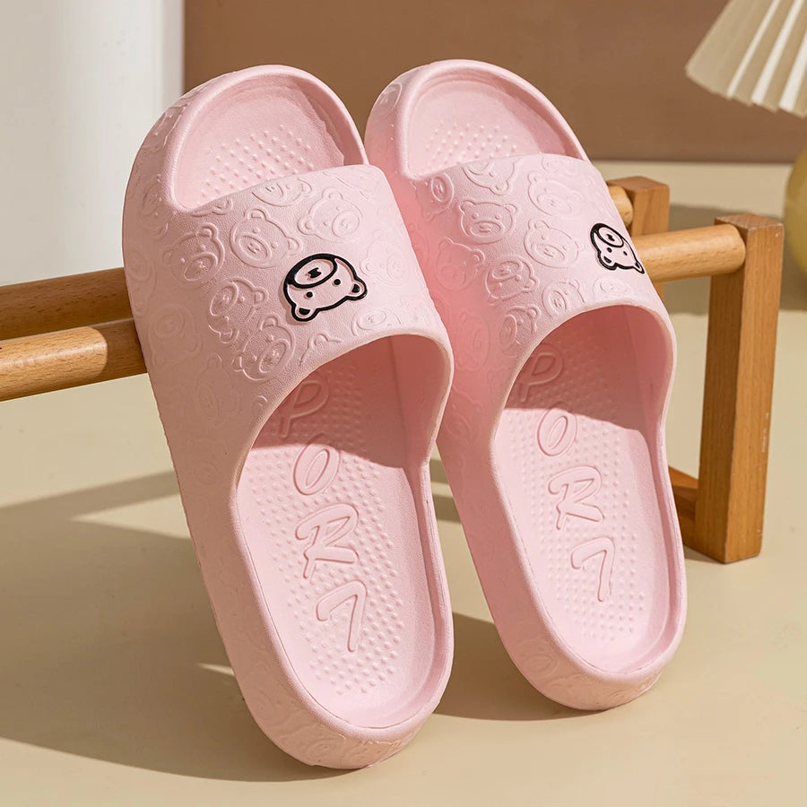 Summer Fashion Men's Slippers Printting Little Bear Sandals Indoor Bathroom Non-slip Soft Women Dormitory Casual Shoes Coupl…