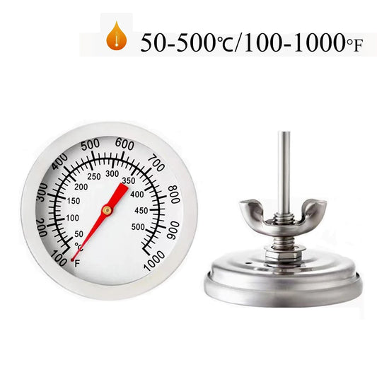 52mm Metal Camping Grill BBQ Barbecue Thermometers Household Oven Temperature Gauge For Home Warm Stove 50℃-500℃ 100°F-1000°F