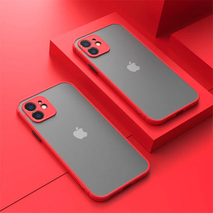Shockproof Armor Matte Case For iPhone 11 12 13 14 15 16 Pro X XR XS Max 7 8Plus Luxury Silicone Bumper Clear Hard PC Cover…