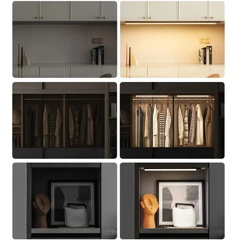 Cabinet Lights Motion Sensor LED Wireless USB Under Ultra Thin Night Light For Kitchen Cabinet Bedroom Wardrobe Indoor Light…