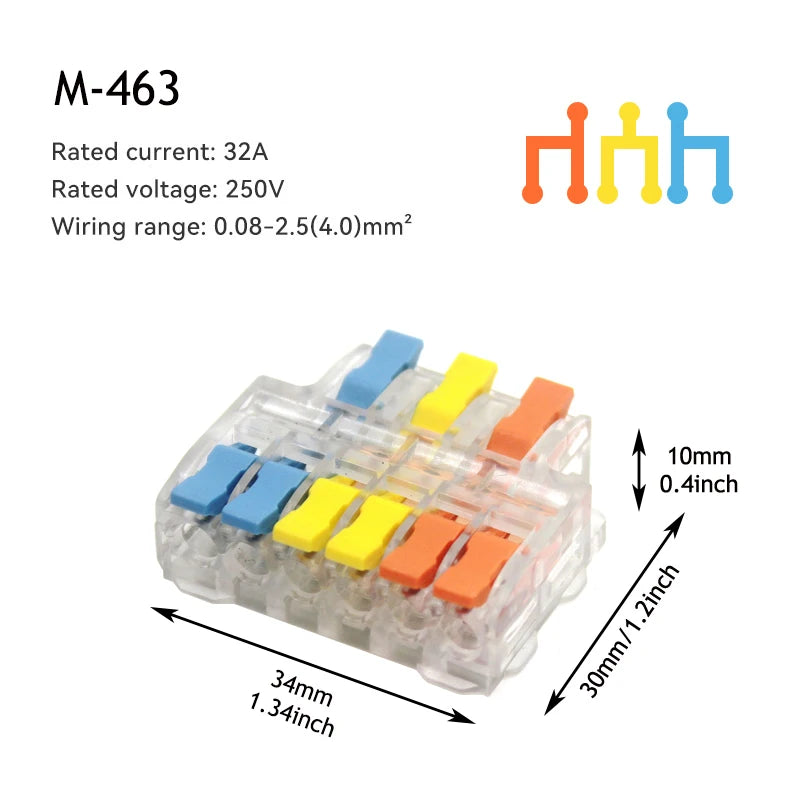10/50 PCS Mini Fast Wiring Connectors Universal Compact Lever Crimp Splitter Electrical Conductors Push-in Home Terminal Blo…