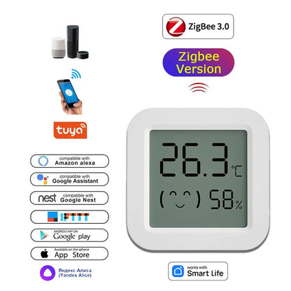 Zigbee Temperature Humidity Sensor For Smart Home LCD Screen Works With Tuya Alexa Google Home APP Smart Life Tuya Smart Yan…