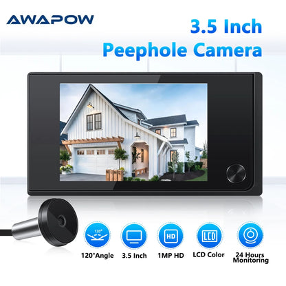 Awapow Wireless Door Peephole Camera 3.5 Inch Digital Door Viewer Doorbell 120° LCD Screen Monitor Home Security No Need WiF…