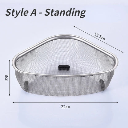 Kitchen Sink Drain Basket Stainless Steel Triangle Food Vegetables Peel Egg Filter Storage Organizer Kitchen Shelf Rack Drai…