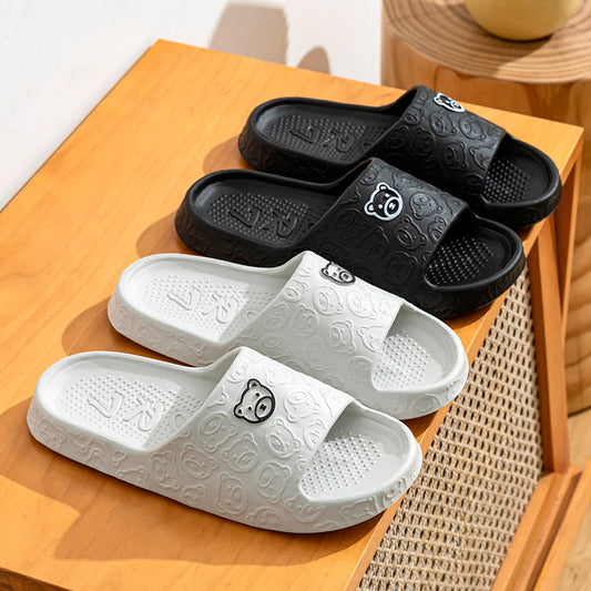 Summer Fashion Men's Slippers Printting Little Bear Sandals Indoor Bathroom Non-slip Soft Women Dormitory Casual Shoes Coupl…