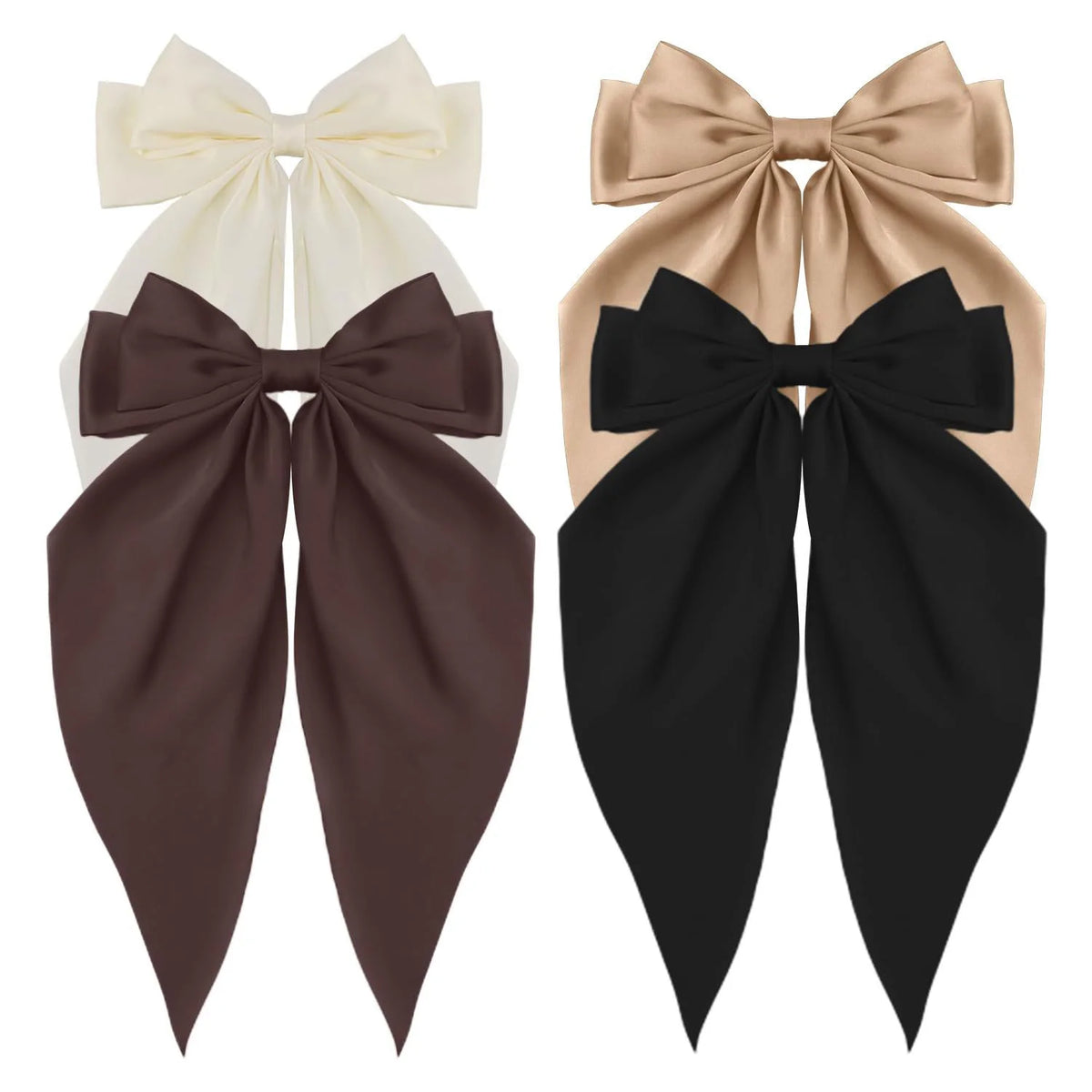 Korean Accessories Hair Clips for Women Girls Big Bowknot Solid Satin Long Ribbon Bows Spring Clamp Barette Cheveux Femme 20…