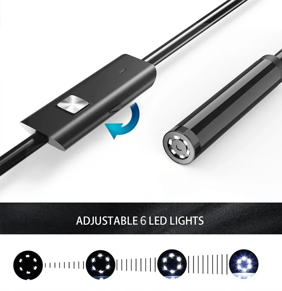 7.0MM TYPE-C Endoscope Camera IP67 Waterproof 6 LEDs Adjustable USB Android Flexible Inspection Borescope Cameras for Phone…