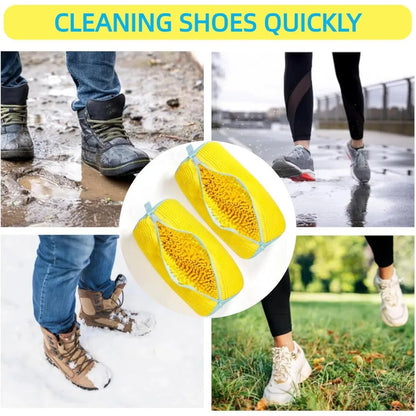 Durable Shoe Washing Machine Bag for All Shoe Types-Yellow with Blue Zipper,Ideal for Sneakers and Casual Shoes,Laundry Wash…