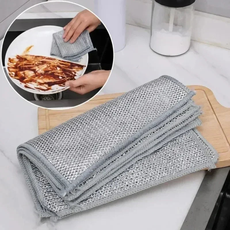 1-20PCS Magic Cleaning Cloth Thickened Double -sided Metal Steel Wire Rags Kitchen Dish Pot Washdishing Cloths Towel Clean T…