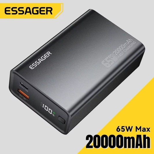 Essager Power Bank 20000mAh Portable PD 65W Fast Charging Mobile Phone External Battery Powerbank For IPhone17 16 15 Laptop…