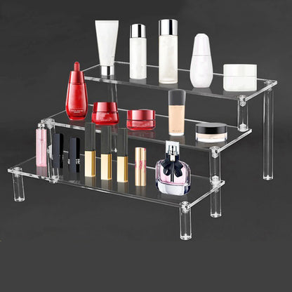 1-4 Tier Acrylic Display Stand Durable Display Rack For Cupcake Perfume Doll Transparent Trapezoidal Blind Box Storage Shelf…