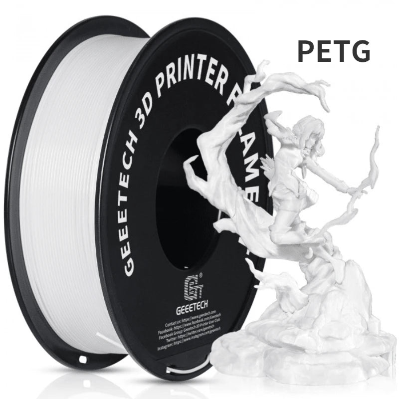 Geeetech 3d Printer Filament PLA PETG Plastic 1kg 1.75mm,Tangle-Free, 3d Printing Wire Materials, Black, White, Vacuum Packa…