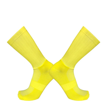 Aero Cycling Summer Anti Socks Whiteline Slip Silicone Socks Men Bicycle Sport Running Bike Socks Calcetines Ciclismo - imag…