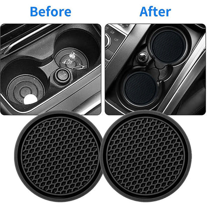 2pcs Black Car Auto Cup Holder Anti Slip Insert Coasters Pads Interior Accessories Universal Fits Perfectly For Most Cups -…
