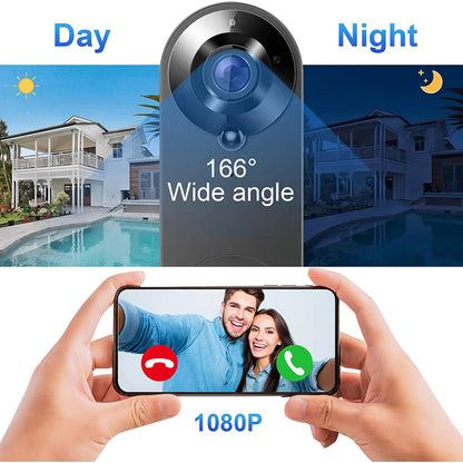 1080P Wireless Video Doorbell Camera WiFi Smart Door Bell Tuya Smart Home Security Motion Detect Night Vision Intercom Doorb…
