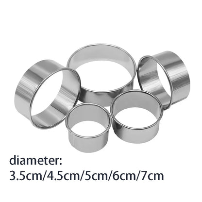 5PCS Round Stainless Steel Biscuit Mold Dumpling Skin Cutting Mold DIY Biscuit Pastry Cake Baking Tools Kitchen Baking Gadge…