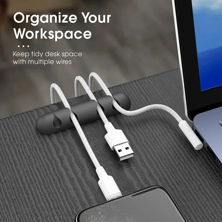 VIKEFON Cable Cord Wire Organizer Silicone USB Cable Winder Management Clips Self Adhesive for Mouse Keyboard Headset For iP…