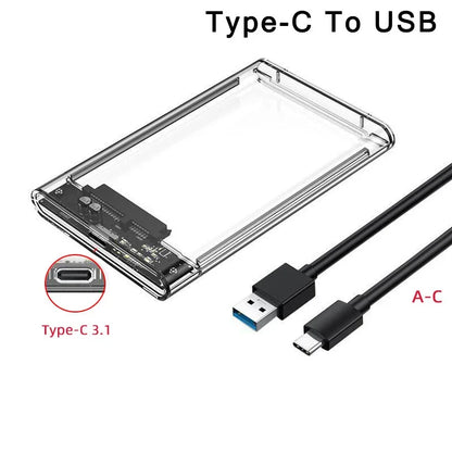 USB 3.0/Type C HDD Enclosure 2.5 inch SATA SSD External Hard Drive Case with 5Gbps Transfer Speed Clear Harddisk Boxs Tool-F…
