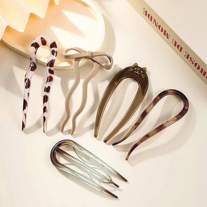 U-Shaped Hair Fork Fashion Tortoiseshell Acetate Acrylic Hairpin Geometric Headwear Hair Sticks Women Girls Hair Accessories…