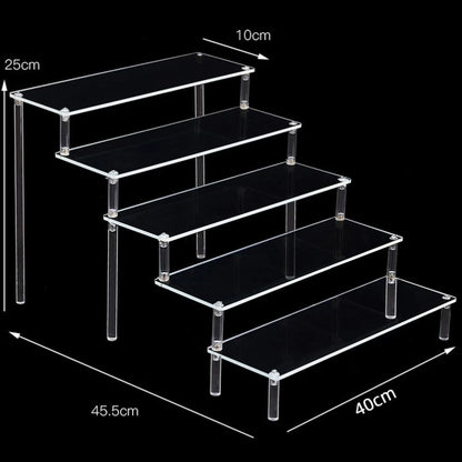 1-5 Tier Acrylic Display Stand Clear Display Riser Rack for Cupcake Perfume Doll Décor Organizer Amiibo Funko POP Figures DC…