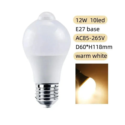PIR Motion Sensor LED Light Bulb 12W E27 Smart Bulb Motion Activated ON/OFF Home Lights Lamp for Home Stair - image 8