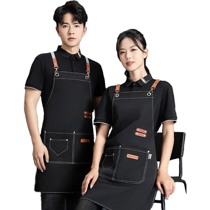 Customized Canvas Apron with Logo Custom for Nail Art Baking Coffee Bubble Shop Barber Canvas Waterproof Work Uniex Clothes…