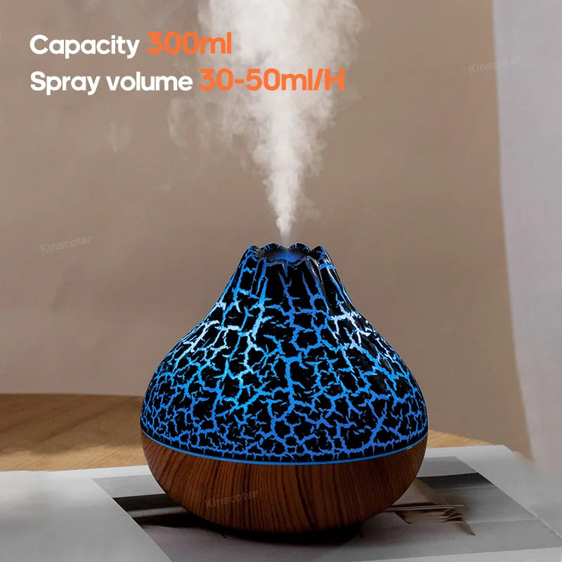 Volcano Air Humidifier 300ml Desktop USB Water Mist Diffuser Purifier Air Freshener Nebulizer with Colorful Ambient Night Li…