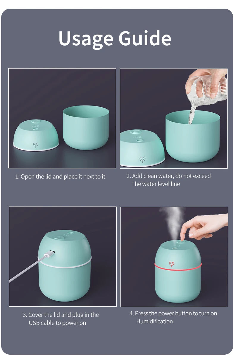220ML big fog amount usb air humidifier Small desktop humidifier home intelligent car aromatreatment machine - image 6