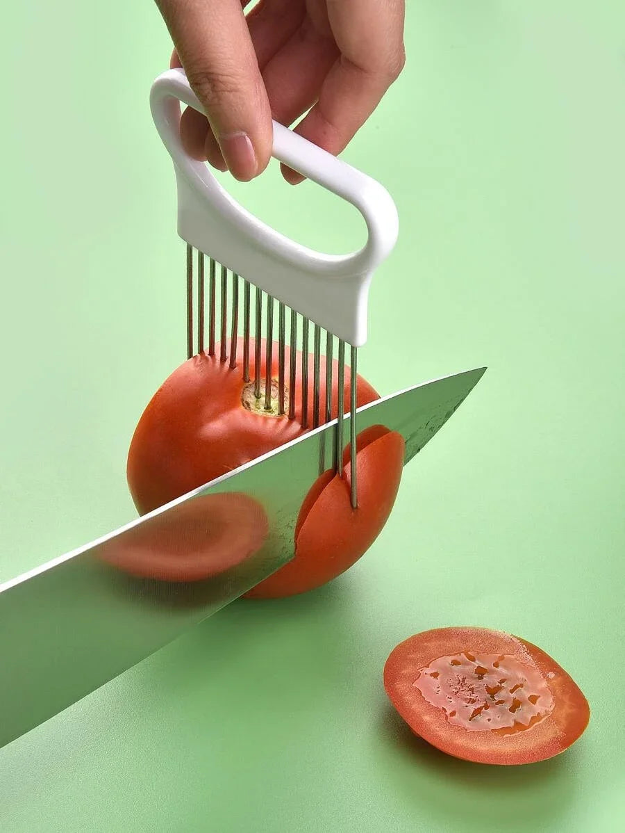 Effortlessly Slice Onions with this 1pc Colorful Onion Slicer Kitchen stainless steel potato chip onion holder - image 5