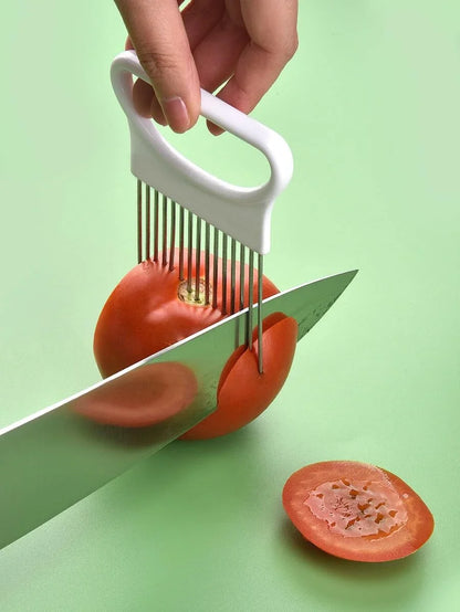 Effortlessly Slice Onions with this 1pc Colorful Onion Slicer Kitchen stainless steel potato chip onion holder - image 5
