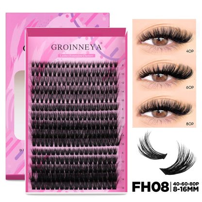 GROINNEYA DIY Lash Extension Kit Individual Lashes Cluster Mix Eyelashes Full Set Lashes Kit with Lash Bond and Seal At Home…