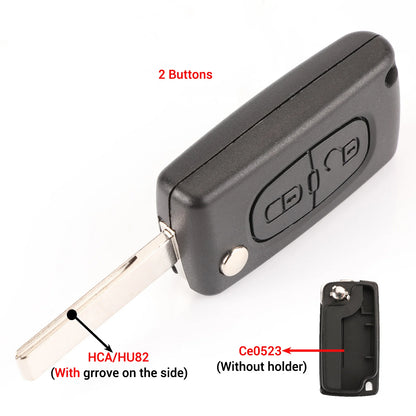 Jingyuqin 2/3 Buttons for Peugeot 207 307 308 407 607 807 For Citroen C2 C3 C4 C5 C6 Auto Remote key Case Va2/Hu83 CE0523 CE…