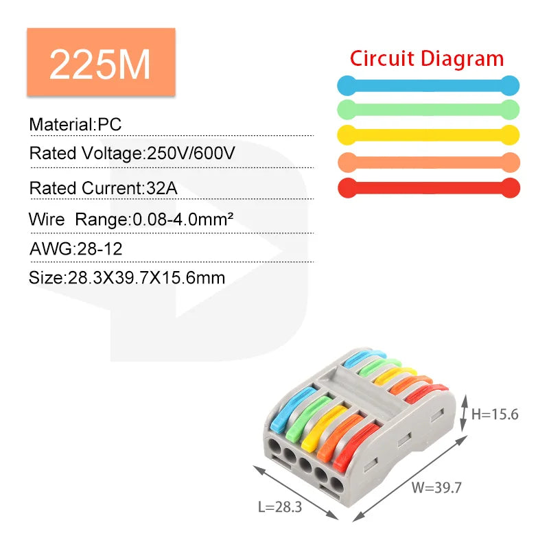 5PCS Fast Wire Connector Push-in Electrical Terminal Block Universal Splicing Wiring Cable Connectors For Cable Connection S…