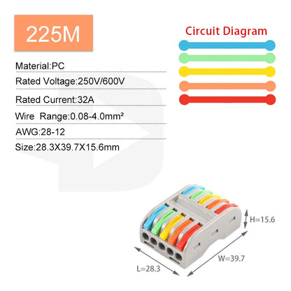 5PCS Fast Wire Connector Push-in Electrical Terminal Block Universal Splicing Wiring Cable Connectors For Cable Connection S…