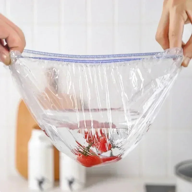 500/50Pcs Disposable Food Cover Fruit Food Cover Elastic Plastic Shower Cap Food Grade Storage Bag Kitchen Organizer Cling F…