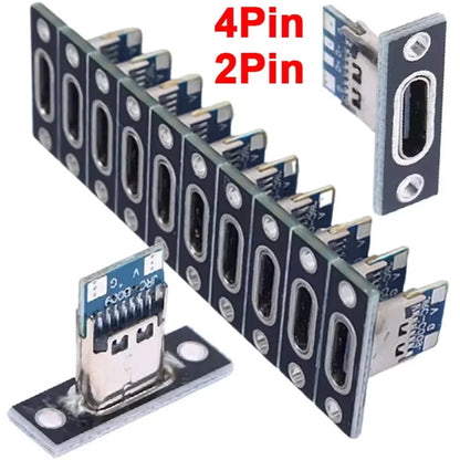5/20Pcs USB Jack 3.1 Type-C 2Pin 4Pin Female Connector Jack Data Charging Port Small Electrical Charging Base with Fixing Pl…