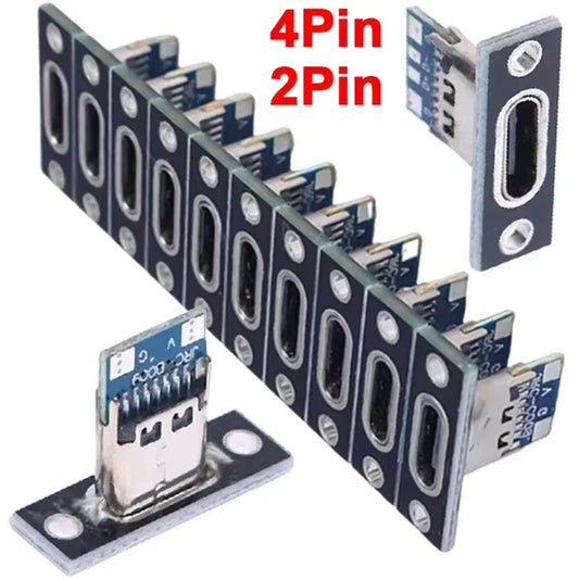 5/20Pcs USB Jack 3.1 Type-C 2Pin 4Pin Female Connector Jack Data Charging Port Small Electrical Charging Base with Fixing Pl…