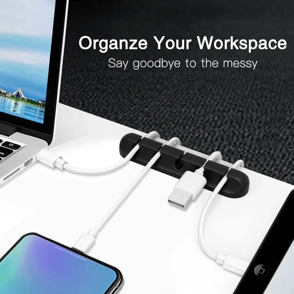 Silicone USB Cable Organizer USB Charging Cable Winder Desktop Tidy Management Clips Cable Holder For Mouse earphone Accesso…