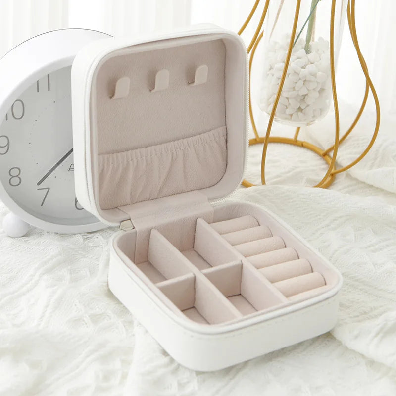 1pcs Single Layer Storage Box Ladies Travel Leather Jewelry Box Classic Black Pure White Fashion Pink Storage Box - image 9