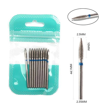 10pcs Diamond Milling Cutter Nail Drill Bits Set For Manicure Accessory Pedicure Eletric Machine Nail Bit Brush Burr Tools -…