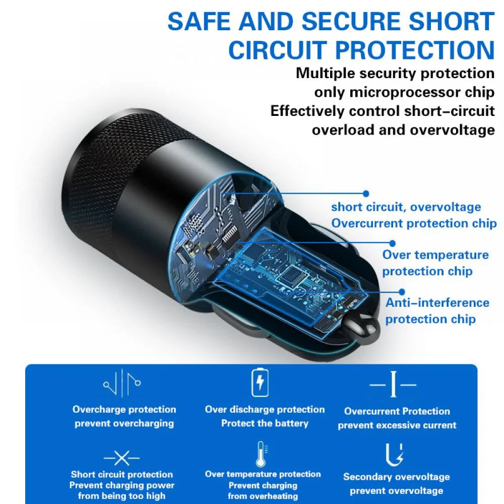 66W USB Car Charger Type C Fast Charging Phone Adapter For Xiaomi Huawei PD Phone Charger Car Adapter Socket Cigarette Light…