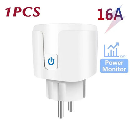 WiFi Smart Plug 16A/20A EU Smart Socket With Power Monitoring Timing Function Works with Tuya Smart Life App Voice Control -…