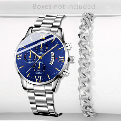 Fashion Men Stainless Steel Watch Luxury Calendar Quartz Wrist Watch Mens Business Watches for Man Clock Montre Homme - imag…